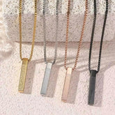 Ayatul Kursi Pendant Necklace – Stainless Steel 3D Bar Islamic Chain
