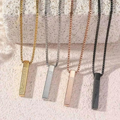 Ayatul Kursi Pendant Necklace – Stainless Steel 3D Bar Islamic Chain